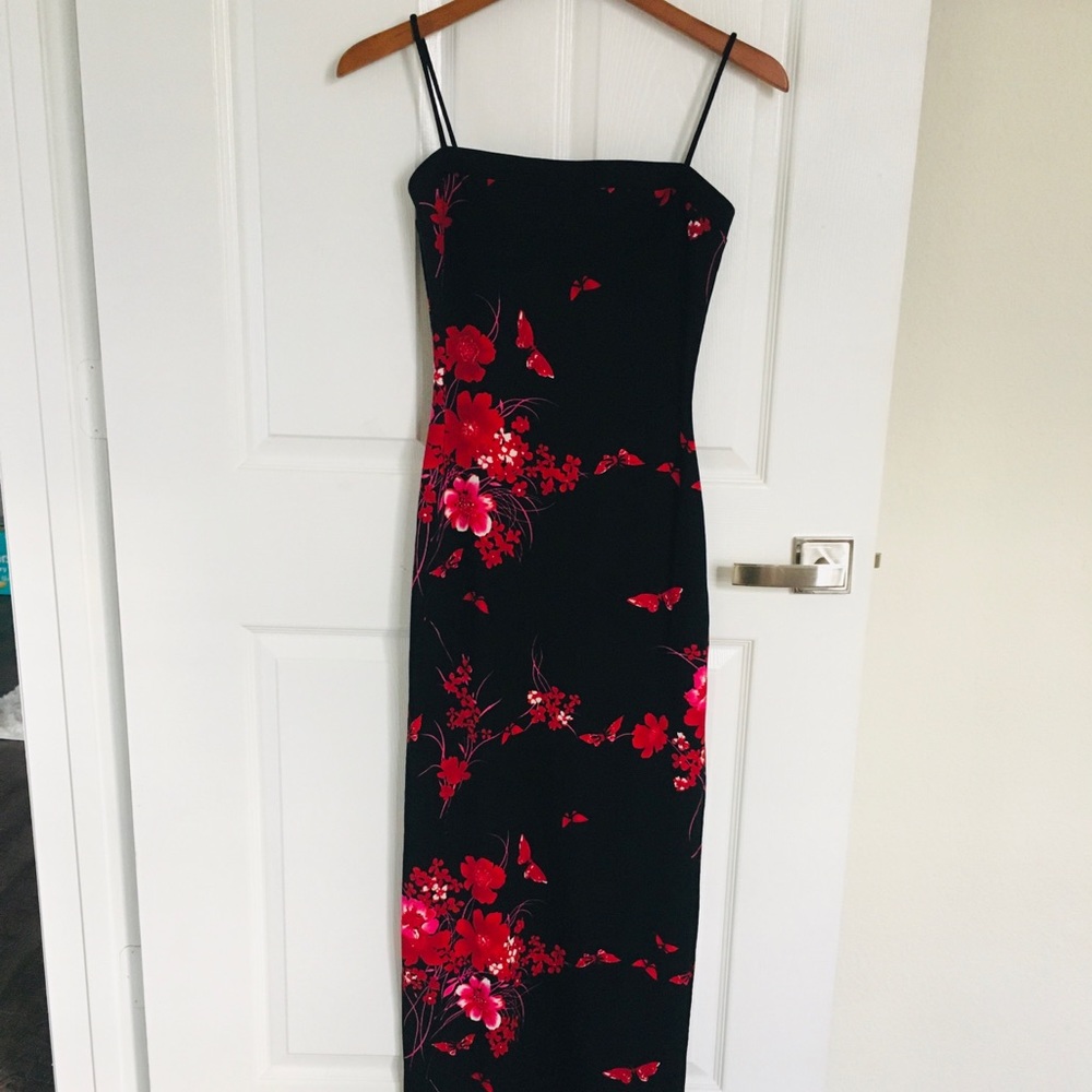 Black and red flower dress